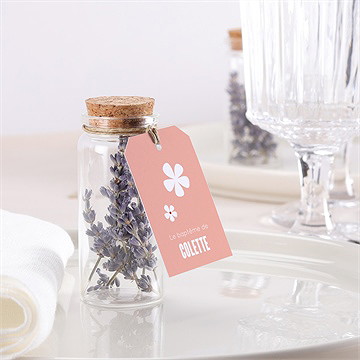 Mignonette baptême charité étiquette - Mise en situation