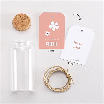 Mignonette baptême charité étiquette - Vue d'ensemble