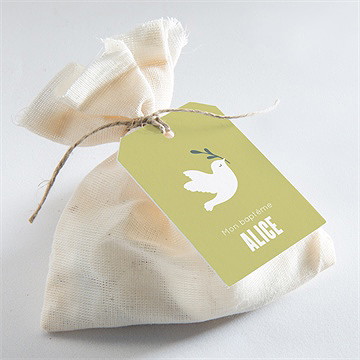 Etiquette baptême colombe d'espérance - Mise en situation