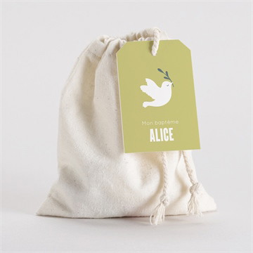 Pochon baptême colombe d'espérance