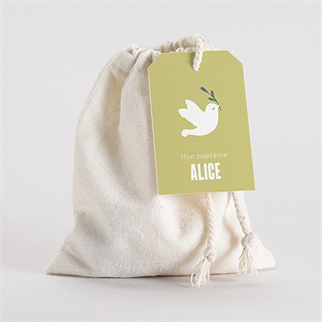 Pochon baptême colombe d'espérance