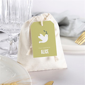 Pochon baptême colombe d'espérance - Mise en situation