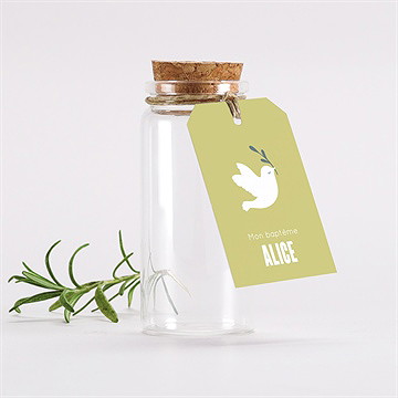 Mignonette baptême colombe d'espérance étiquette