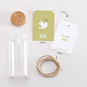 Mignonette baptême colombe d'espérance étiquette - Vue d'ensemble