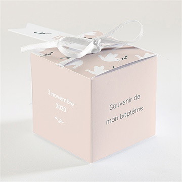 Boîte de dragées baptême envolée de colombes - Dos de la boîte