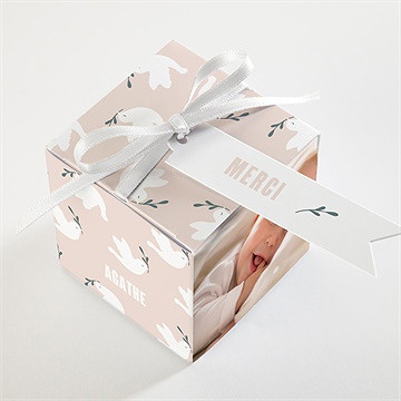 Boîte de dragées baptême envolée de colombes - Dessus de la boîte