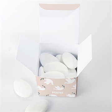 Boîte de dragées baptême envolée de colombes - Intérieur de la boîte