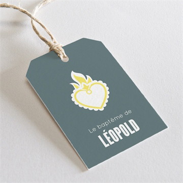 Etiquette baptême coeur sacré carré