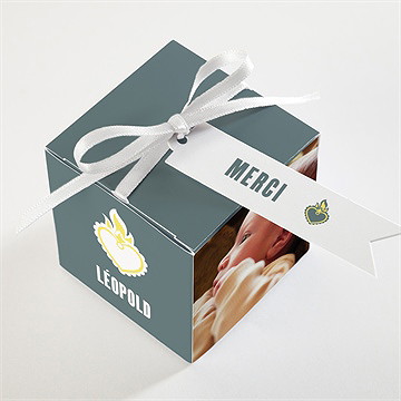 Boîte de dragées baptême coeur sacré - Dessus de la boîte