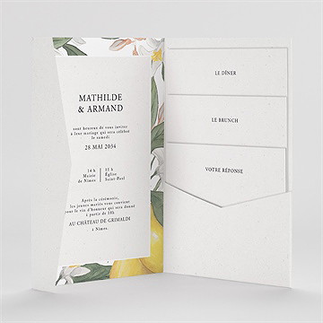 Faire-part mariage citron pocketfold - Intérieur du faire-part
