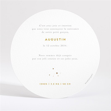 Faire-part naissance cigogne rond - Dos du faire-part