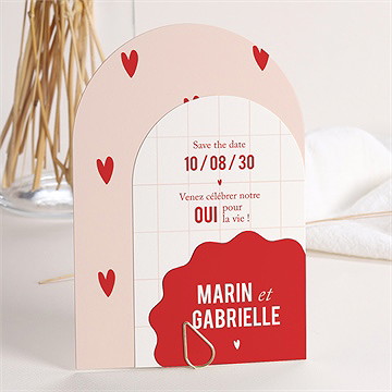 Faire-part mariage rouge et blanc