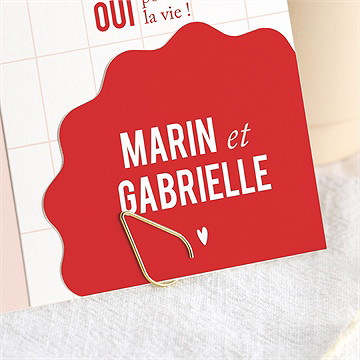 Faire-part mariage rouge et blanc - Détail du faire-part