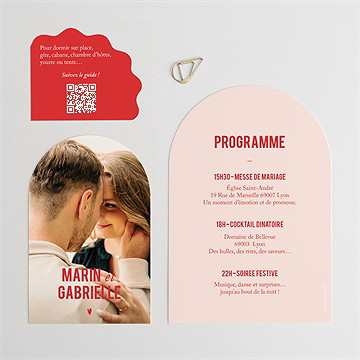 Faire-part mariage rouge et blanc - Dos du faire-part