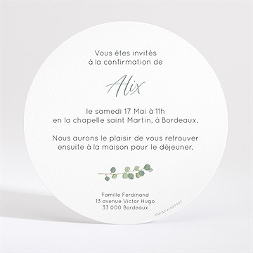 Faire-part confirmation reflet d'une croix - Dos du faire-part