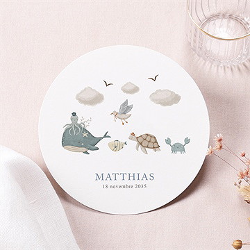 Faire-part naissance mer rond