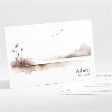Faire-part décès roseaux aquarelle