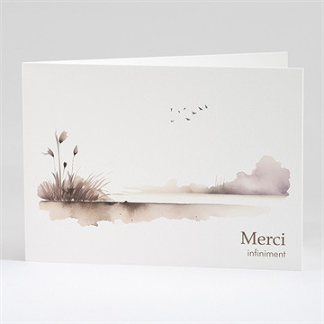 Remerciement décès roseaux aquarelle