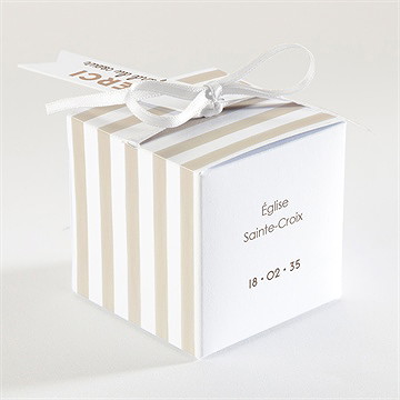 Boîte de dragées baptême ours en rayures - Dos de la boîte