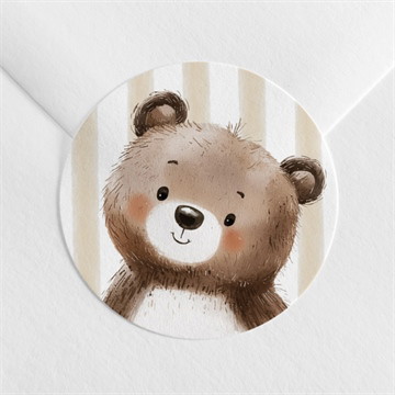 Sticker baptême ours en rayures