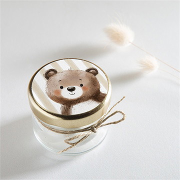 Sticker baptême ours en rayures - Mise en situation