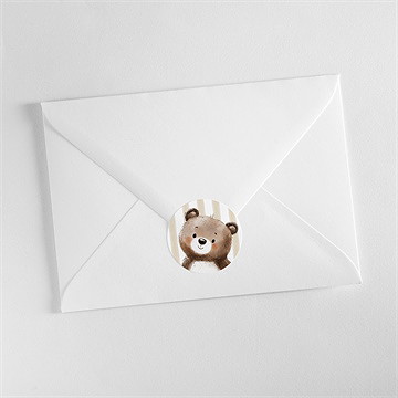 Sticker baptême ours en rayures - Mise en situation