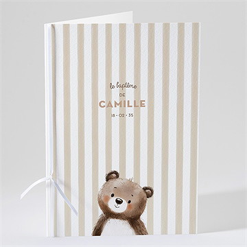 Livret de messe baptême ours en rayures