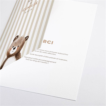 Livret de messe baptême ours en rayures - Détail du livret