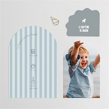 Faire-part de baptême mon berger - Avant du faire-part