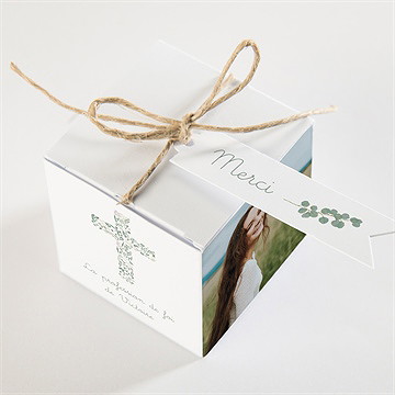 Boîte de dragées profession de foi croix nature - Dessus de la boîte