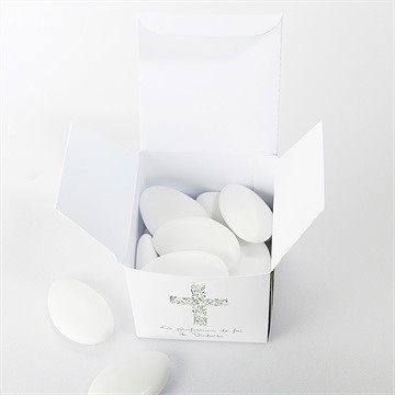 Boîte de dragées profession de foi croix nature - Intérieur de la boîte