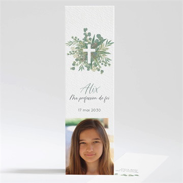 Signet profession de foi croix et feuillage