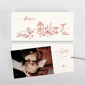 Faire-part mariage a l'italienne pochette duo - Vue d'ensemble