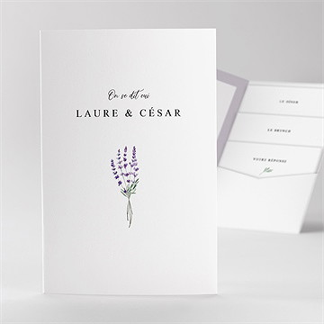 Faire-part mariage lavande pocketfold