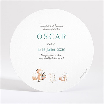 Faire-part naissance la fanfare ! rond - Dos du faire-part