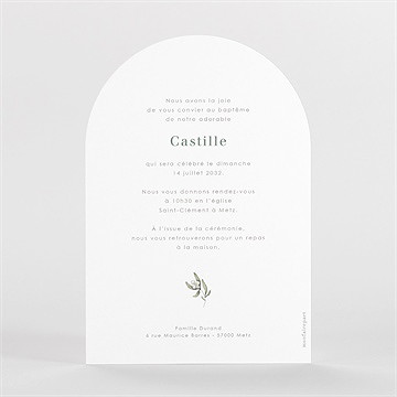 Faire-part de baptême cierges - Dos du faire-part