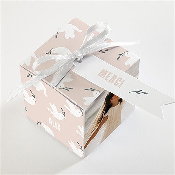 Boîte de dragées communion vol de colombes - Dessus de la boîte