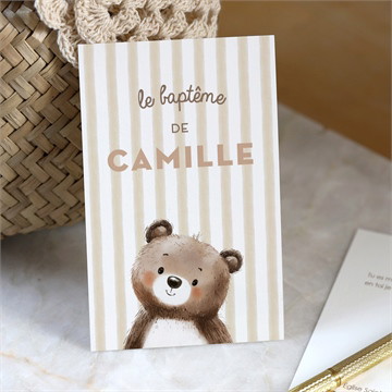 Signet baptême ours en rayures