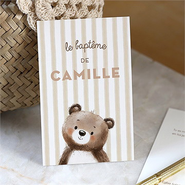 Signet baptême ours en rayures