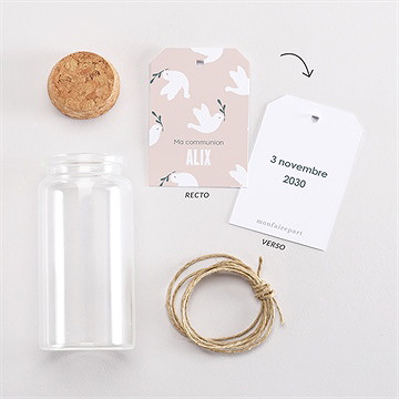 Mignonette communion vol de colombes étiquette - Vue d'ensemble