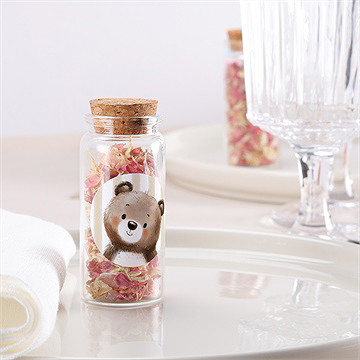 Mignonette baptême ours en rayures sticker - Mise en situation