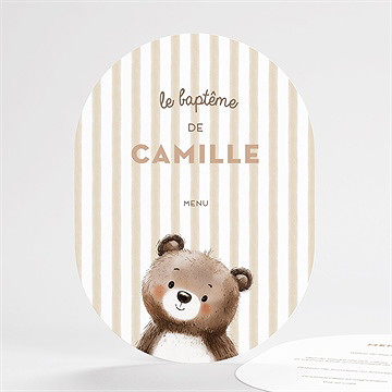 Menu baptême ours en rayures - Mise en situation
