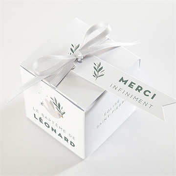 Boîte de dragées baptême petite église - Dessus de la boîte