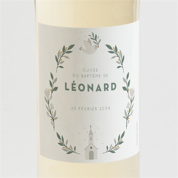 Etiquette de bouteille baptême petite église