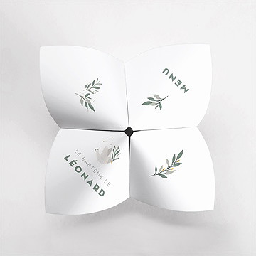 Menu baptême petite église cocotte - vue du dessus