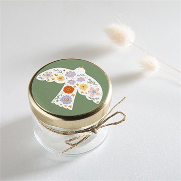 Sticker baptême colombe fleurie - Mise en situation