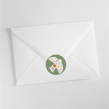 Sticker baptême colombe fleurie - Mise en situation