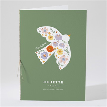 Livret de messe baptême colombe fleurie