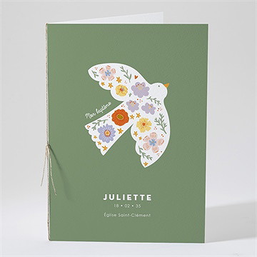 Livret de messe baptême colombe fleurie