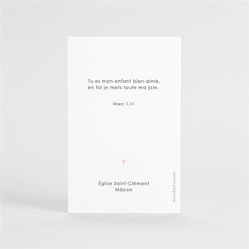 Signet baptême colombe fleurie - Dos du signet